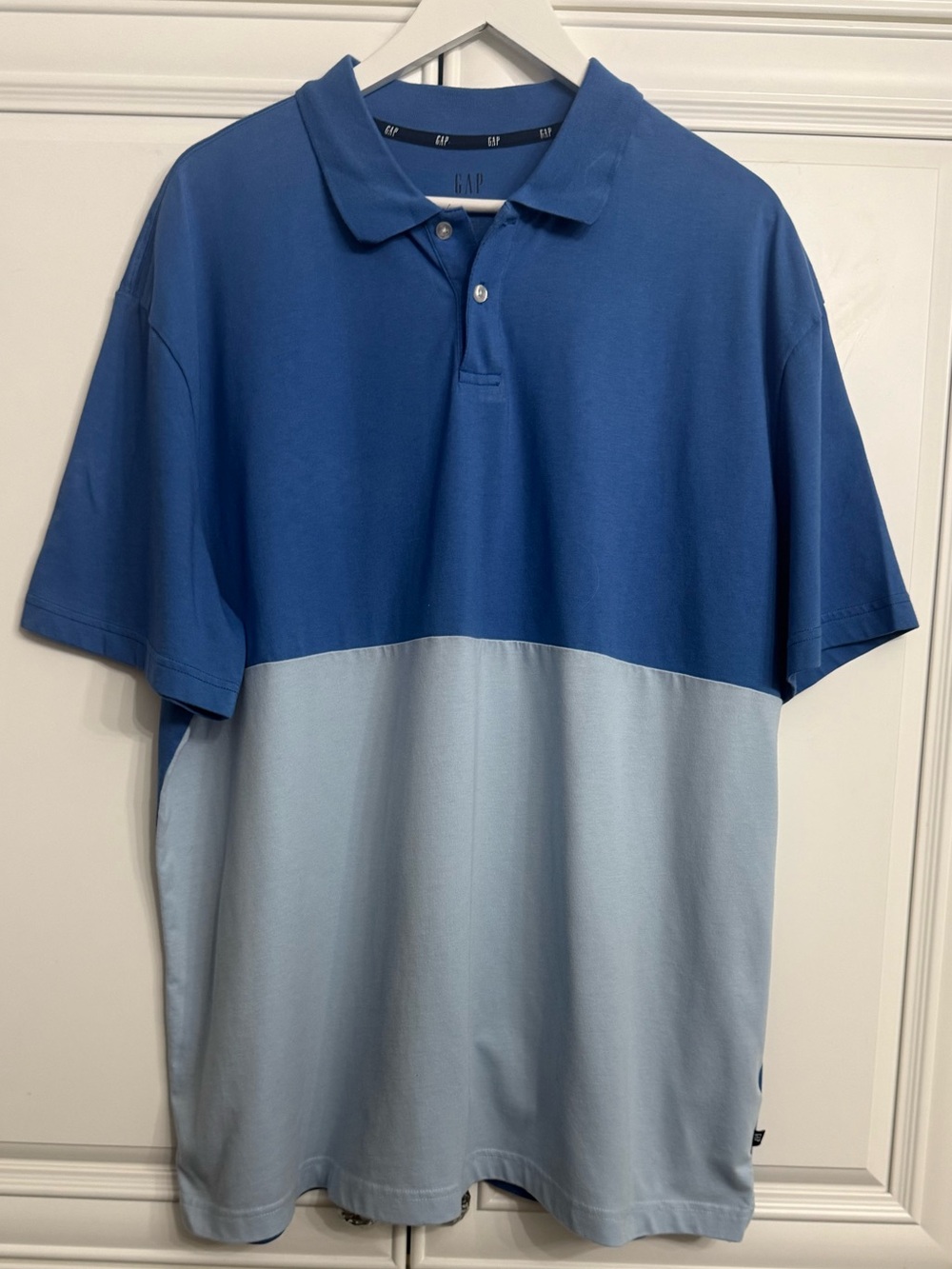 GAP Men's Two-Tone Royal and Light Blue Short Sleeve Polo Shirt Top Size XXL EUC